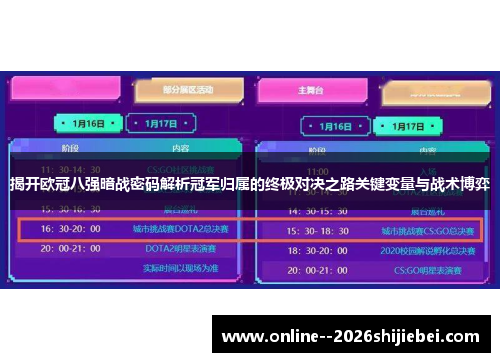 揭开欧冠八强暗战密码解析冠军归属的终极对决之路关键变量与战术博弈